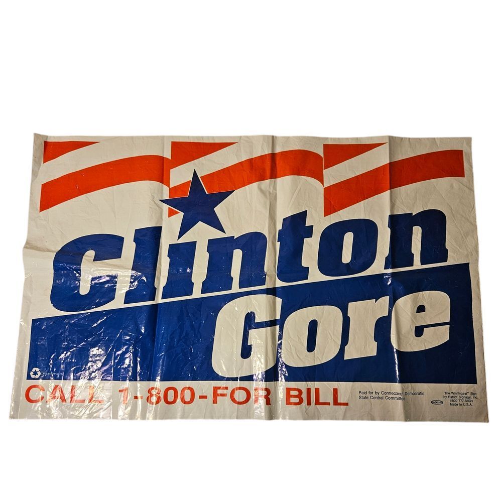 Vintage Clinton Gore Campaign Poster‎ 1992 Political Memorabilia Democratic VT